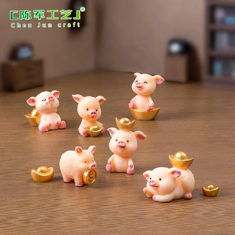 Tiểu cảnh heo may mắn, trang trí cây cảnh và xe hơi mini (ZC-398)