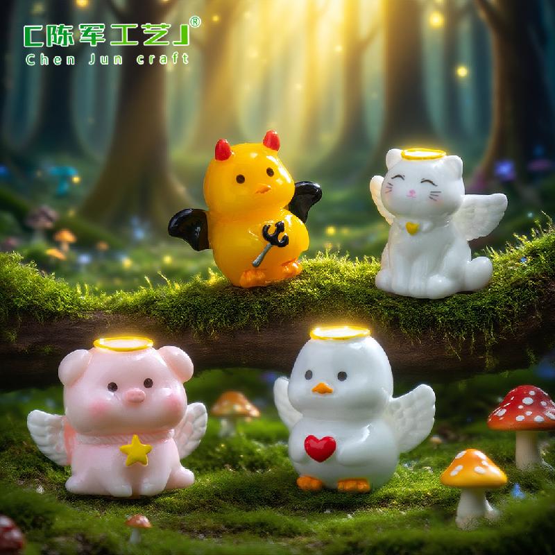 微景观创意可爱小猪猫猫天使萌粒公仔 DIY装饰配件迷你树脂小摆件