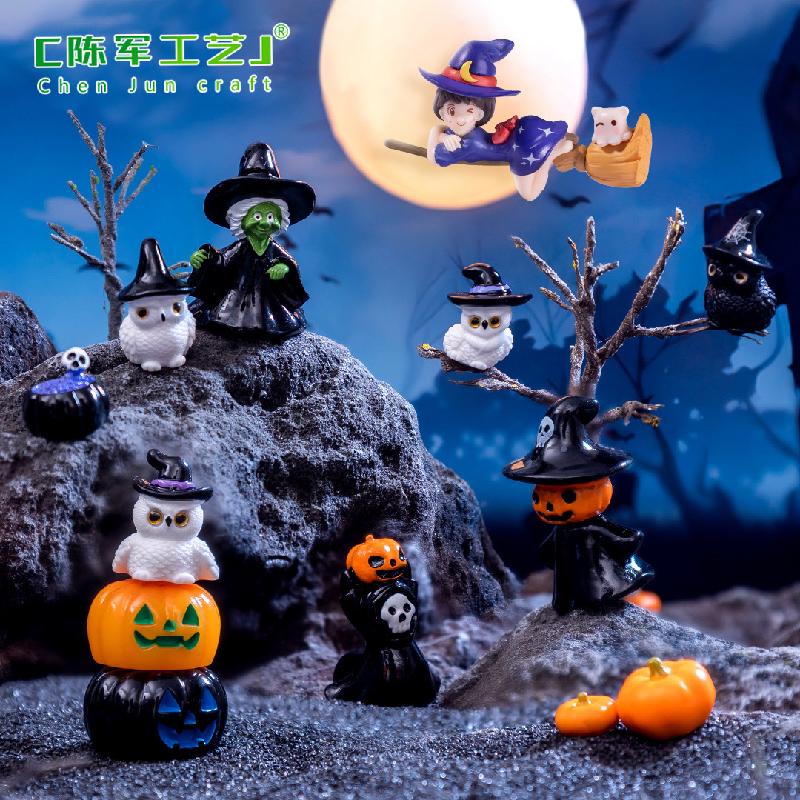 Tiểu cảnh Halloween bí ngô, phù thủy mini, trang trí DIY (ZC-51)