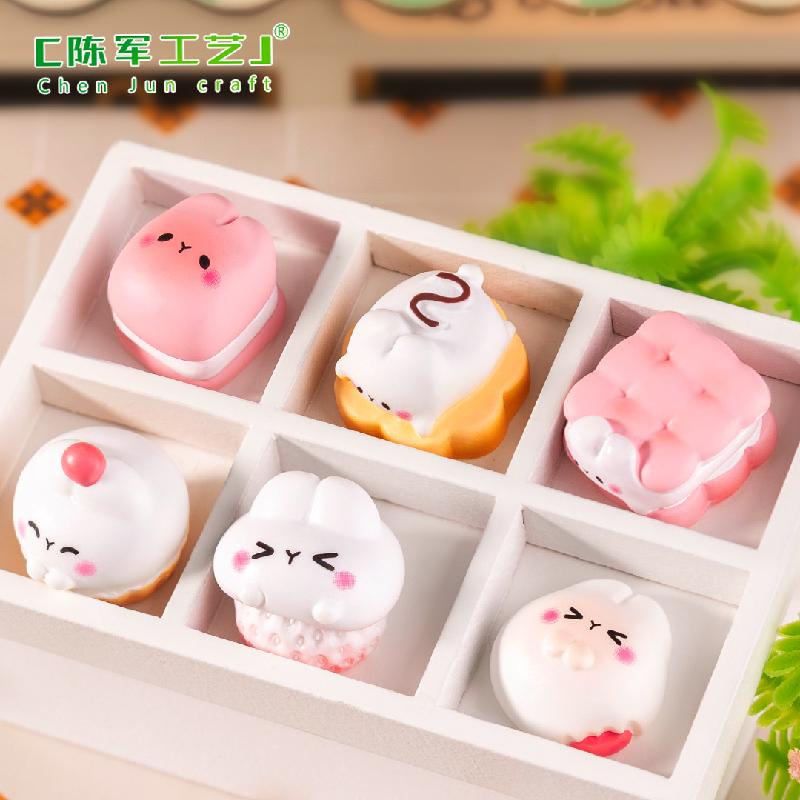 微景观创意兔兔饼干蛋糕仿真食玩 DIY奶油胶装饰品配件迷你小摆件