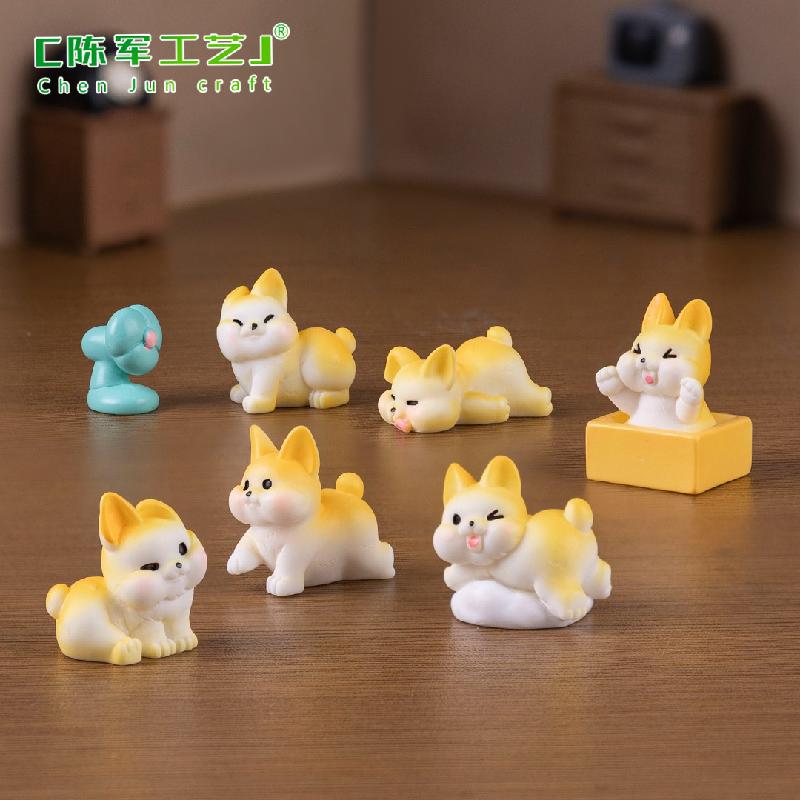 微景观创意可爱胖胖小柯基公仔萌粒 娃娃屋diy装饰品挂配件小摆件