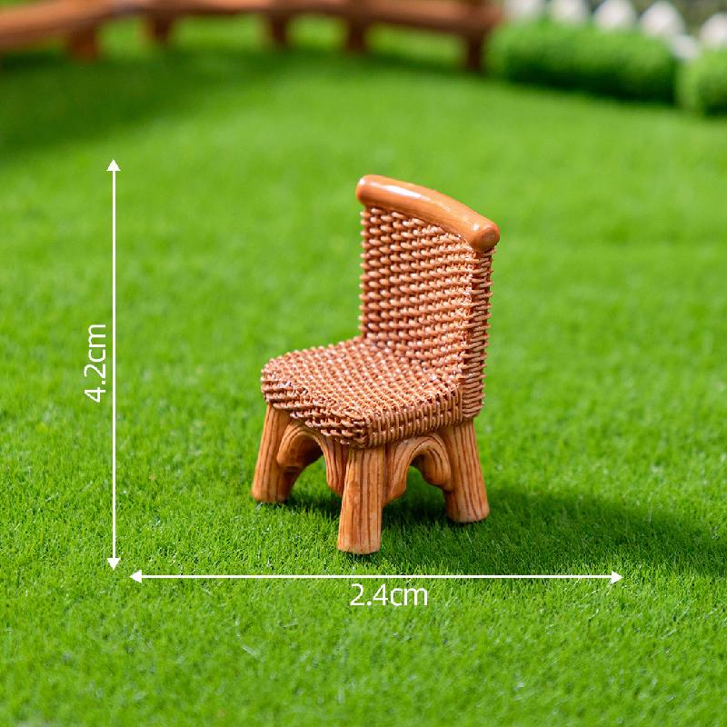 微景观创意仿真竹编椅子桌子家具娃屋 DIY装饰配件迷你树脂小摆件