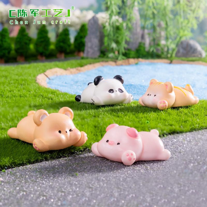 Thú nhỏ dễ thương - panda và thỏ với rêu, phụ kiện trang trí DIY, mô hình mini cho xe ô tô và bàn làm việc (ZC-1386)