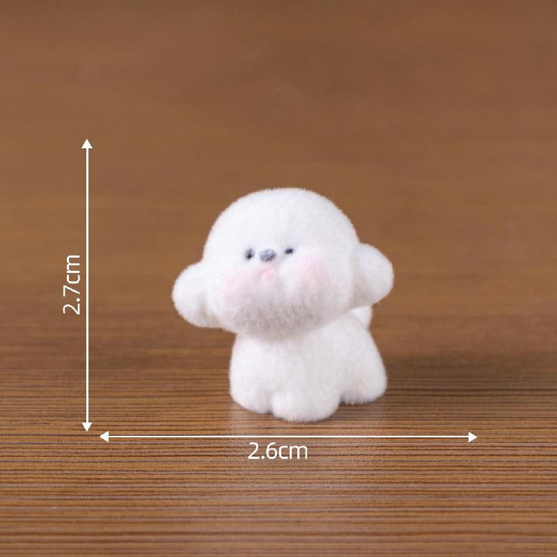 微景观创意可爱白色小狗摇粒绒娃娃屋 DIY装饰配件迷你桌面小摆件