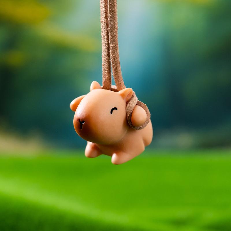 微景观创意荡绳卡皮巴拉水豚小动物公仔 DIY装饰品配件迷你小摆件