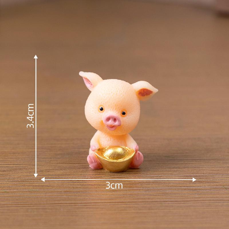 Tiểu cảnh heo may mắn, trang trí cây cảnh và xe hơi mini (ZC-398)