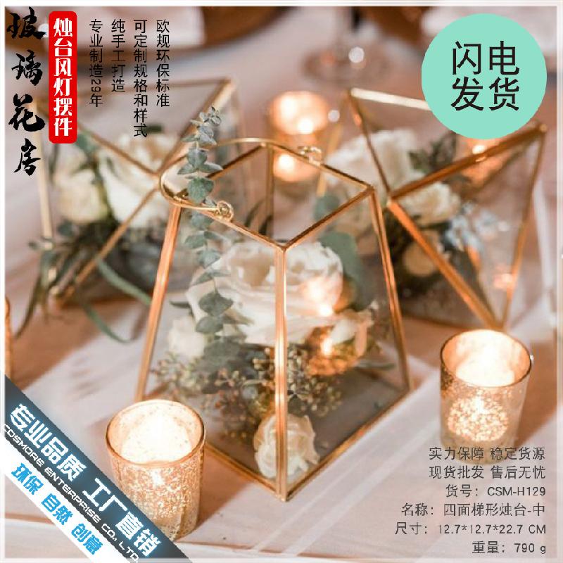 DG-141 Hộp gỗ để lưu trữ đèn lồng thời trang cổ điển Bắc Âu dạng tam giác cân