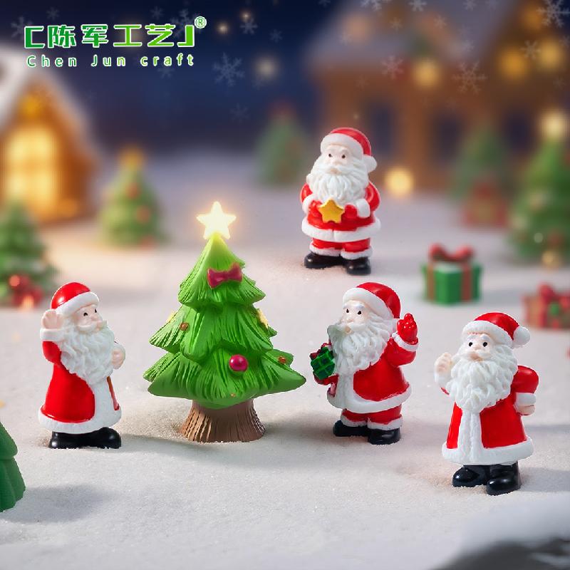 跨境新品微景观写实圣诞老人 雪地造景diy装饰品挂配件迷你小摆件