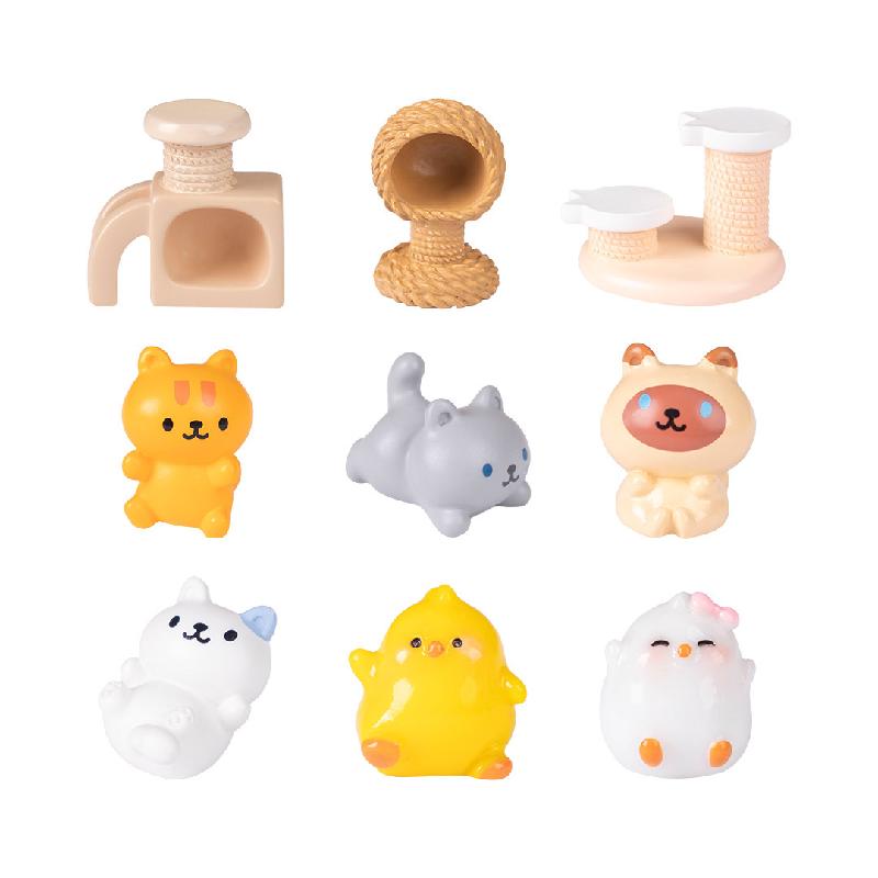 微景观创意可爱猫爬架小猫公仔娃娃屋 DIY装饰配件迷你桌面小摆件