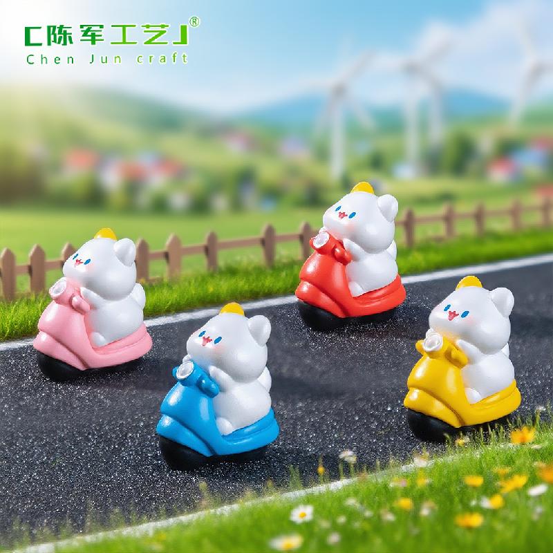 Tiểu cảnh mèo đi xe đạp, búp bê DIY, phụ kiện treo xe hơi tiểu cảnh mini (ZC-599)