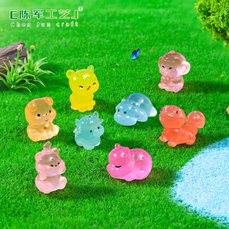 跨境新品微景观夜光小狗河马公仔萌粒 diy装饰品挂配件迷你小摆件