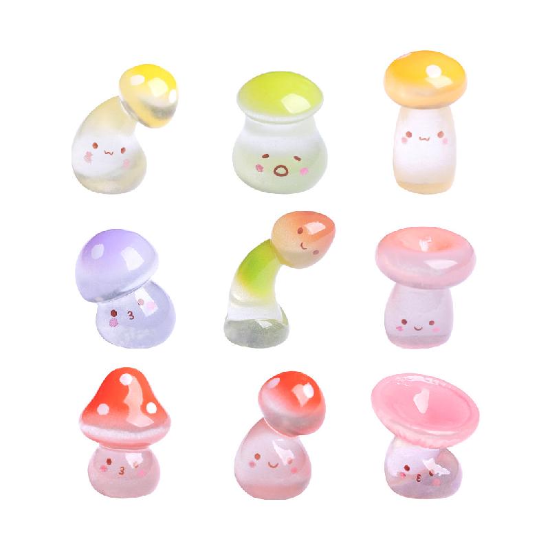 苔藓微景观可爱夜光歪头小蘑菇园艺造景 DIY装饰品配件迷你小摆件