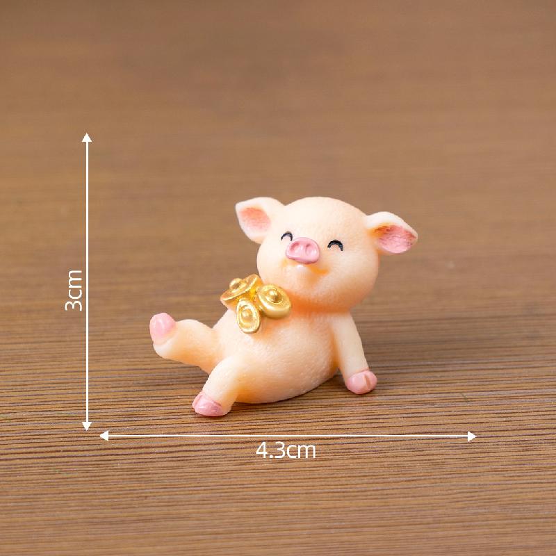 Tiểu cảnh heo may mắn, trang trí cây cảnh và xe hơi mini (ZC-398)