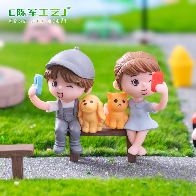 微景观创意自拍情侣男孩女孩公仔 DIY装饰品挂配件迷你桌面小摆件