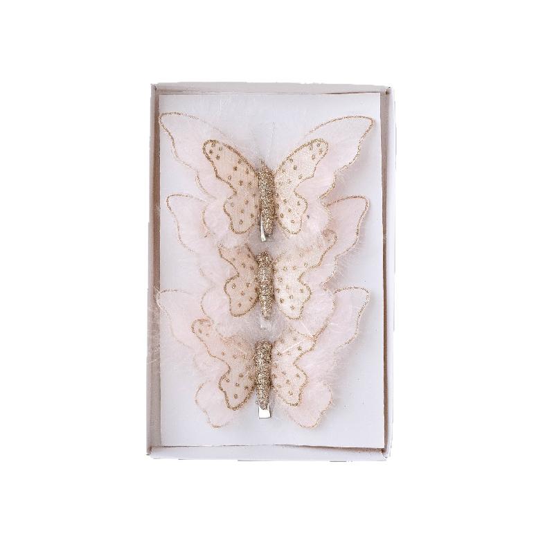 Trang trí Giáng Sinh hình bướm hai lớp kim tuyến, phụ kiện cây thông Noel, đồ treo Noel đẹp và sang trọng