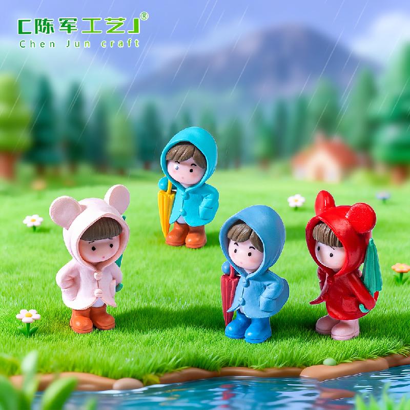 Đôi tình nhân mặc áo mưa dễ thương cho tiểu cảnh (ZC-629)