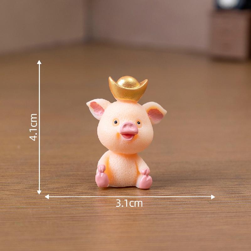 Tiểu cảnh heo may mắn, trang trí cây cảnh và xe hơi mini (ZC-398)