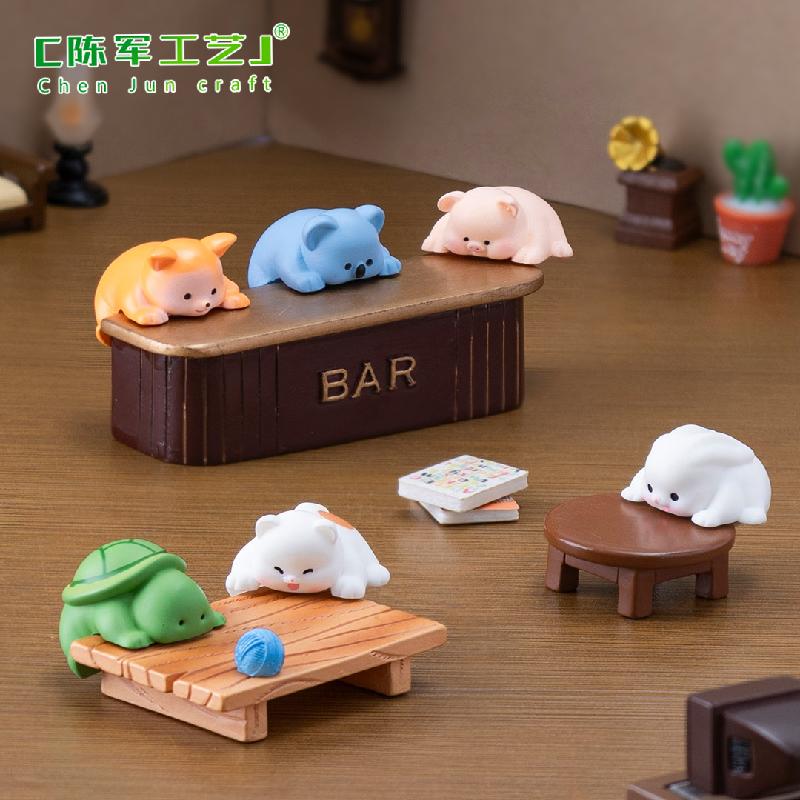 微景观创意可爱小猪乌龟趴趴小动物公仔 DIY装饰品配件迷你小摆件