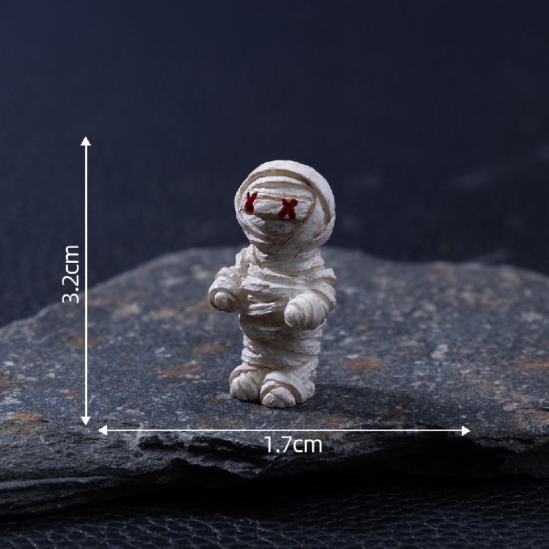 跨境新品微景观创意木乃伊骷髅萌粒万圣节 DIY装饰配件迷你小摆件