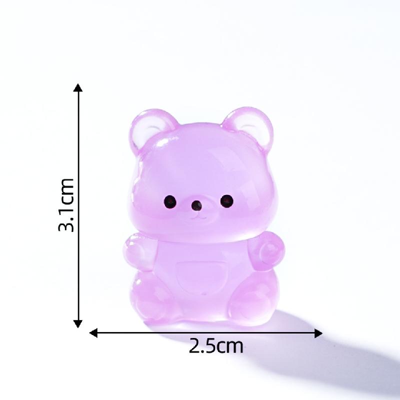 微景观创意可爱卡通透色夜光小熊 DIY装饰品挂配件迷你桌面小摆件