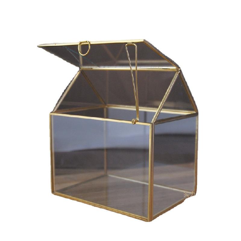 DG-48 Cửa sổ kính nhỏ, phòng hoa bằng đồng, thanh vàng, cây thực vật đa nhãnh, thực vật tảo, cảnh quan nhỏ, kính lạc học, hộp bền đời buôn bán