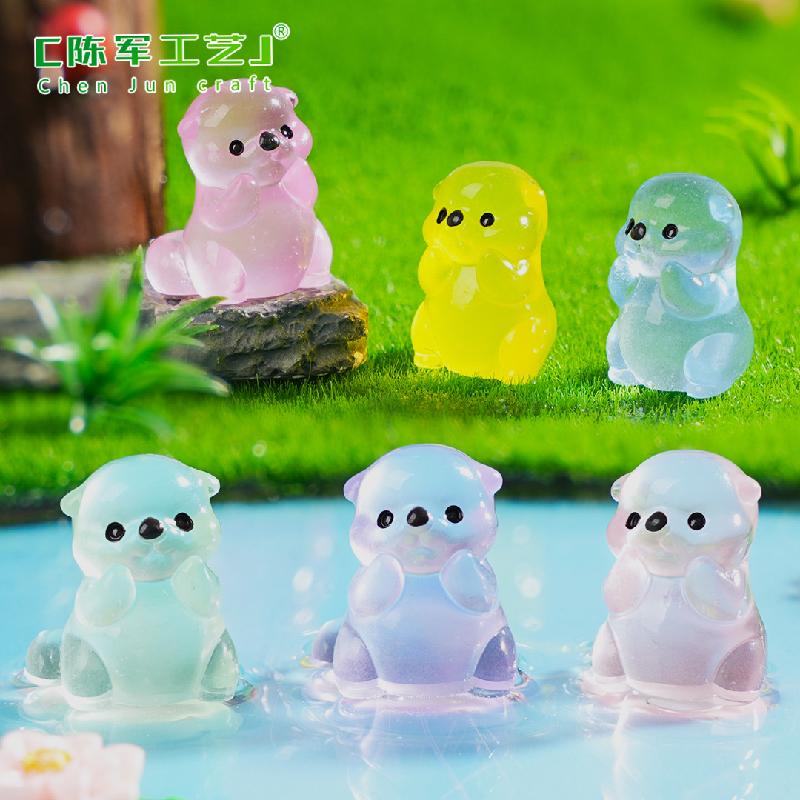 微景观创意夜光小海獭动物鱼缸造景 DIY装饰品配件迷你生态瓶小摆