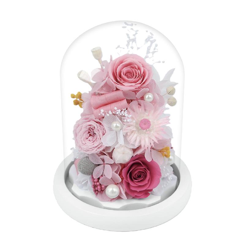 Lồng kính kỳ lân hoa hồng vĩnh cửu quà Noel giáo viên Valentine (HK-105)