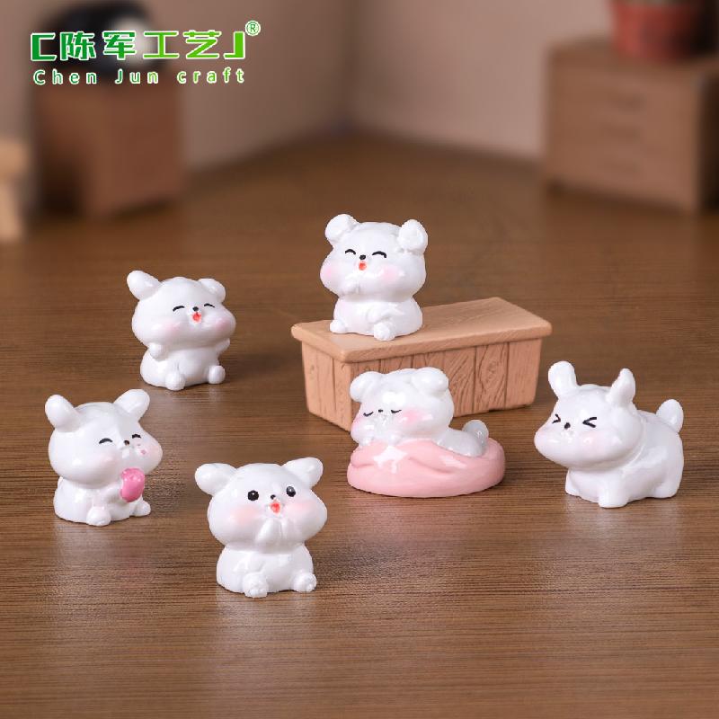微景观创意可爱小白狗公仔萌粒 DIY装饰品配件迷你车载桌面小摆件