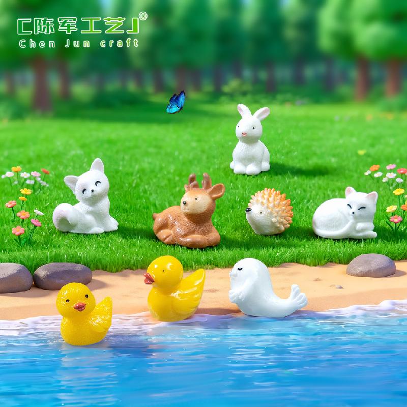 Tiểu cảnh rừng động vật, thỏ, vịt, cáo, gà trang trí mini (ZC-166)