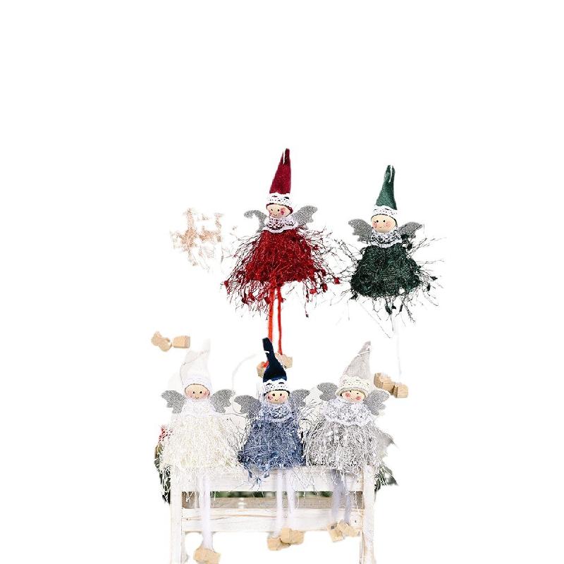 Cô gái treo chân Noel, búp bê lông mềm nhỏ, trang trí cây thông Noel, phụ kiện decor lễ hội dễ thương