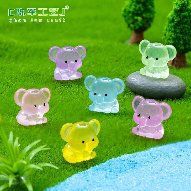 微景观创意夜光小象萌粒园艺造景 DIY装饰品挂配件迷你树脂小摆件