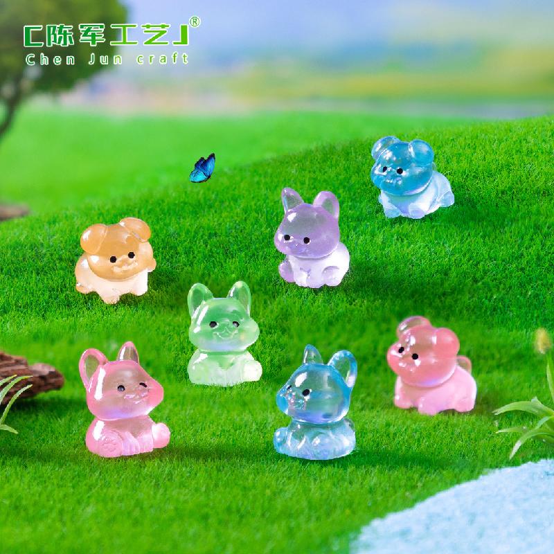 跨境新品微景观可爱夜光哈巴狗公仔园艺造景 diy装饰品配件小摆件