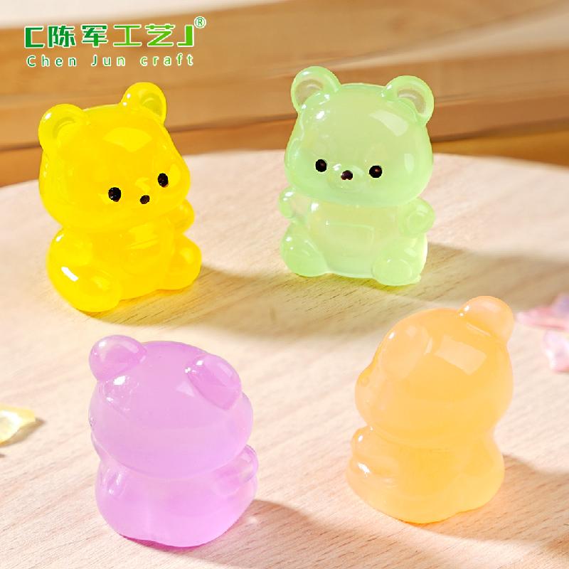 微景观创意可爱卡通透色夜光小熊 DIY装饰品挂配件迷你桌面小摆件