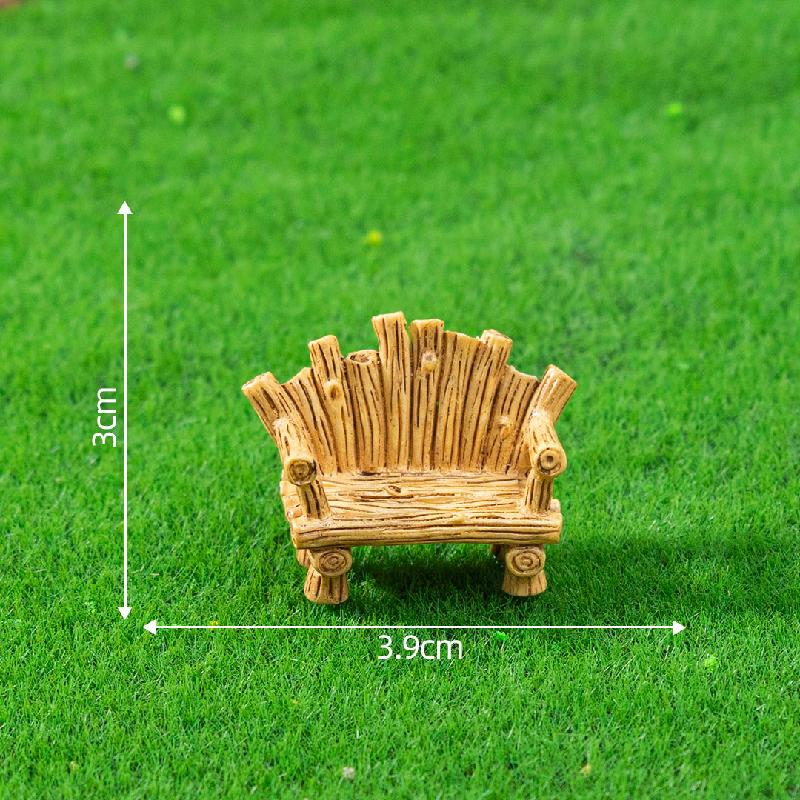 跨境新品微景观树桩屋木椅砖片庭院造景 DIY装饰品配件迷你小摆件