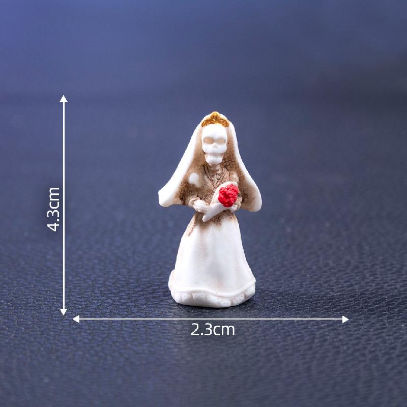 跨境外贸微景观创意骷髅情侣万圣节造景 DIY装饰品配件迷你小摆件