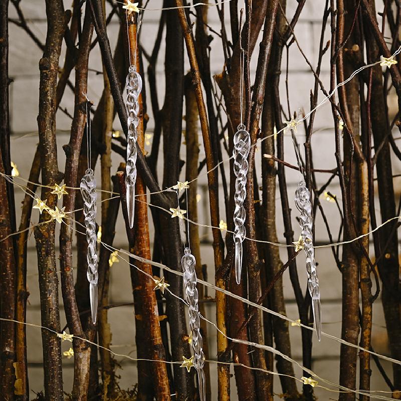 Đồ trang trí Giáng Sinh: móc treo hình que đá trong suốt, mới, trang trí cây thông, móc vặn xoắn.