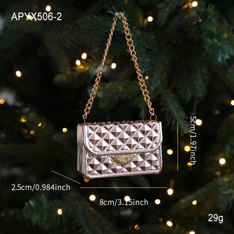 Móc treo Giáng Sinh màu hồng phong cách ins, cây thông Noel mini 3D, decor cửa sổ phòng khách, bàn làm việc