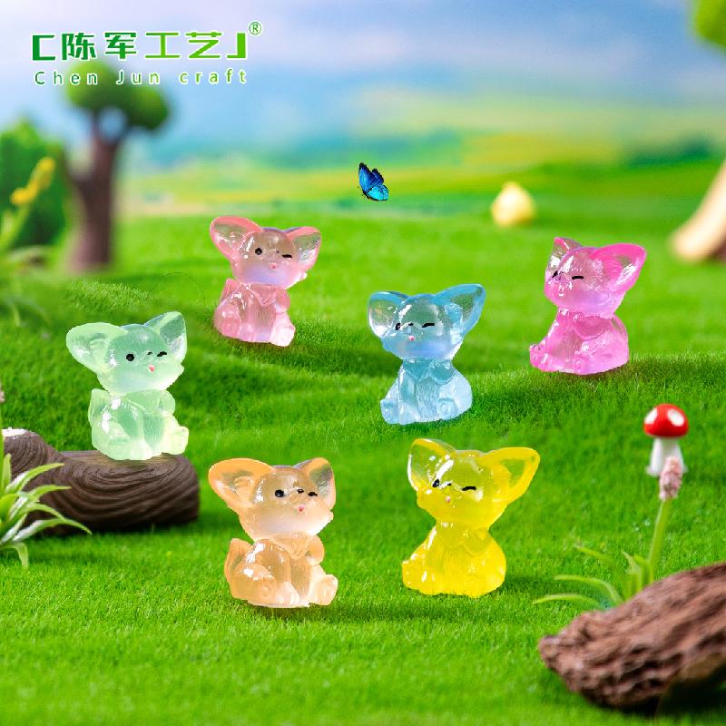 跨境微景观创意可爱夜光耳廓狐园艺造景 DIY装饰品配件迷你小摆件