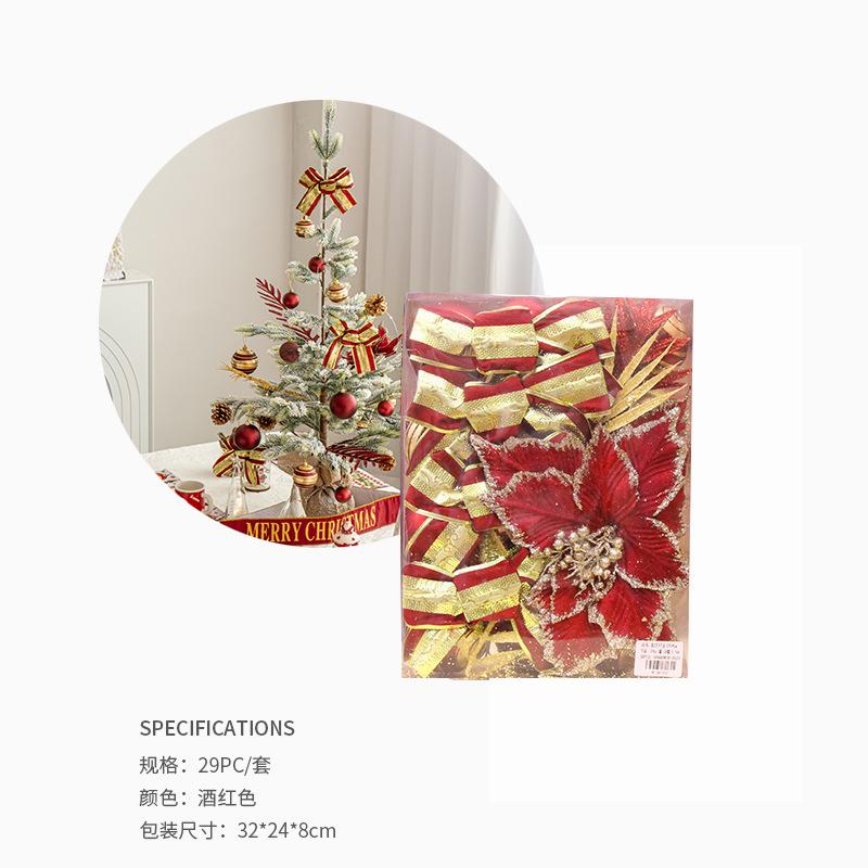 Trang trí Noel: Bóng vàng champagne, nơ trang trí đẹp