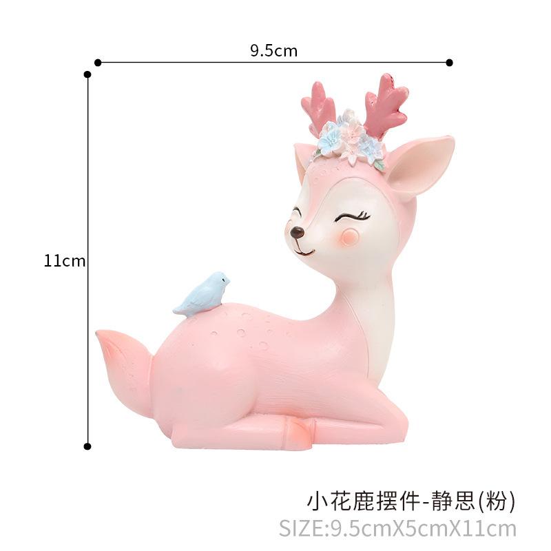 Tượng hươu resin phong cách Zakka, cặp hươu may mắn, đồ trang trí nhà và quà tặng (RG-261)