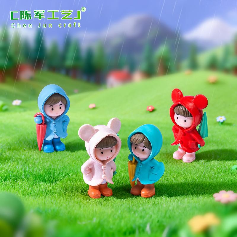 Đôi tình nhân mặc áo mưa dễ thương cho tiểu cảnh (ZC-629)