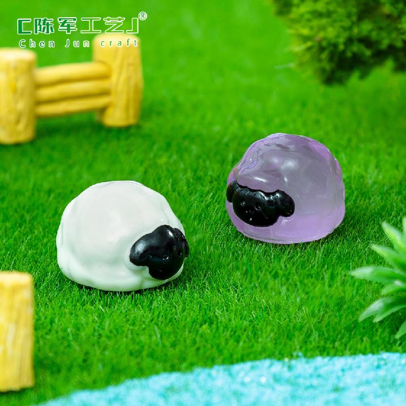 微景观创意夜光黑脸小羊萌粒公仔 DIY装饰配件迷你车载桌面小摆件