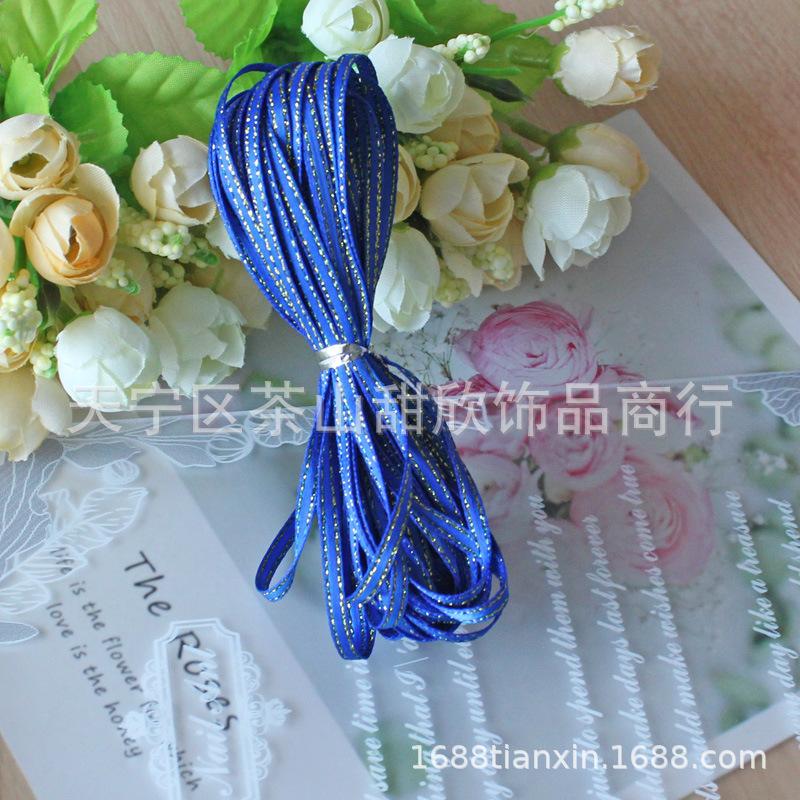 Ruy băng satin viền vàng 3mm - dây ruy băng mảnh cho DIY, làm phụ kiện tóc, bánh ngọt, hoa và gói quà. Lý tưởng cho các dự án thủ công và trang trí.