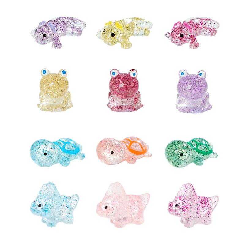 跨境新品微景观创意细闪动物乌龟蝾螈 DIY装饰配件迷你树脂小摆件