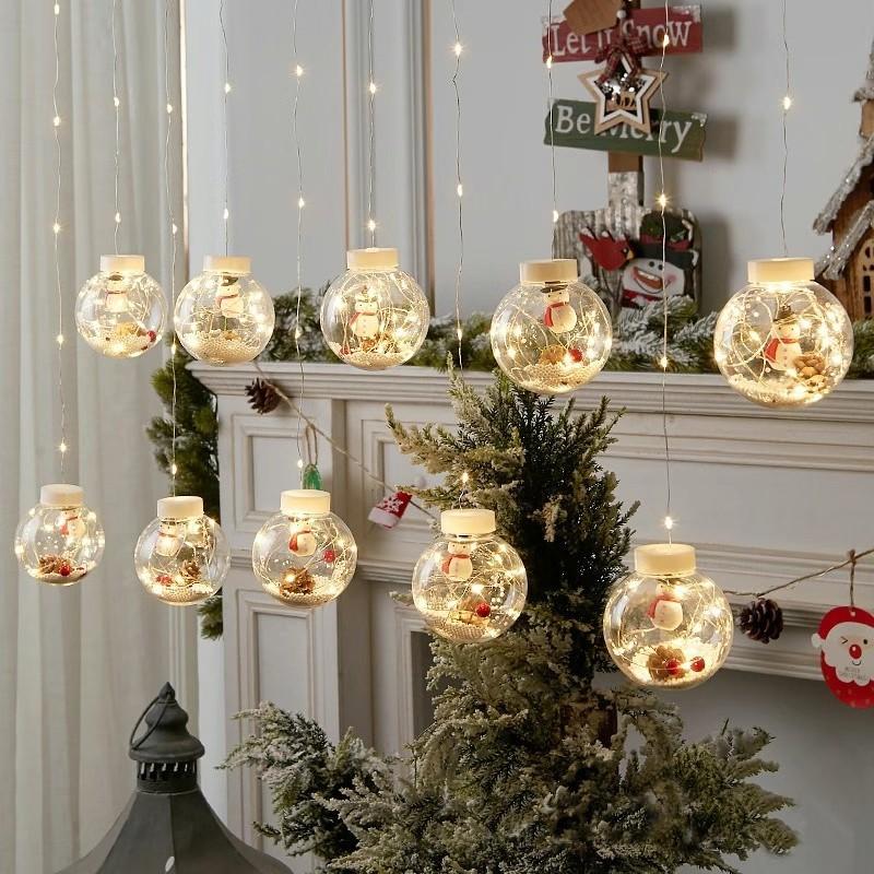 Đèn LED quả cầu Giáng Sinh - trang trí lãng mạn cho phòng ngủ, cửa hàng và cửa sổ, ánh sáng đèn dây sao, lý tưởng cho các dịp lễ hội.